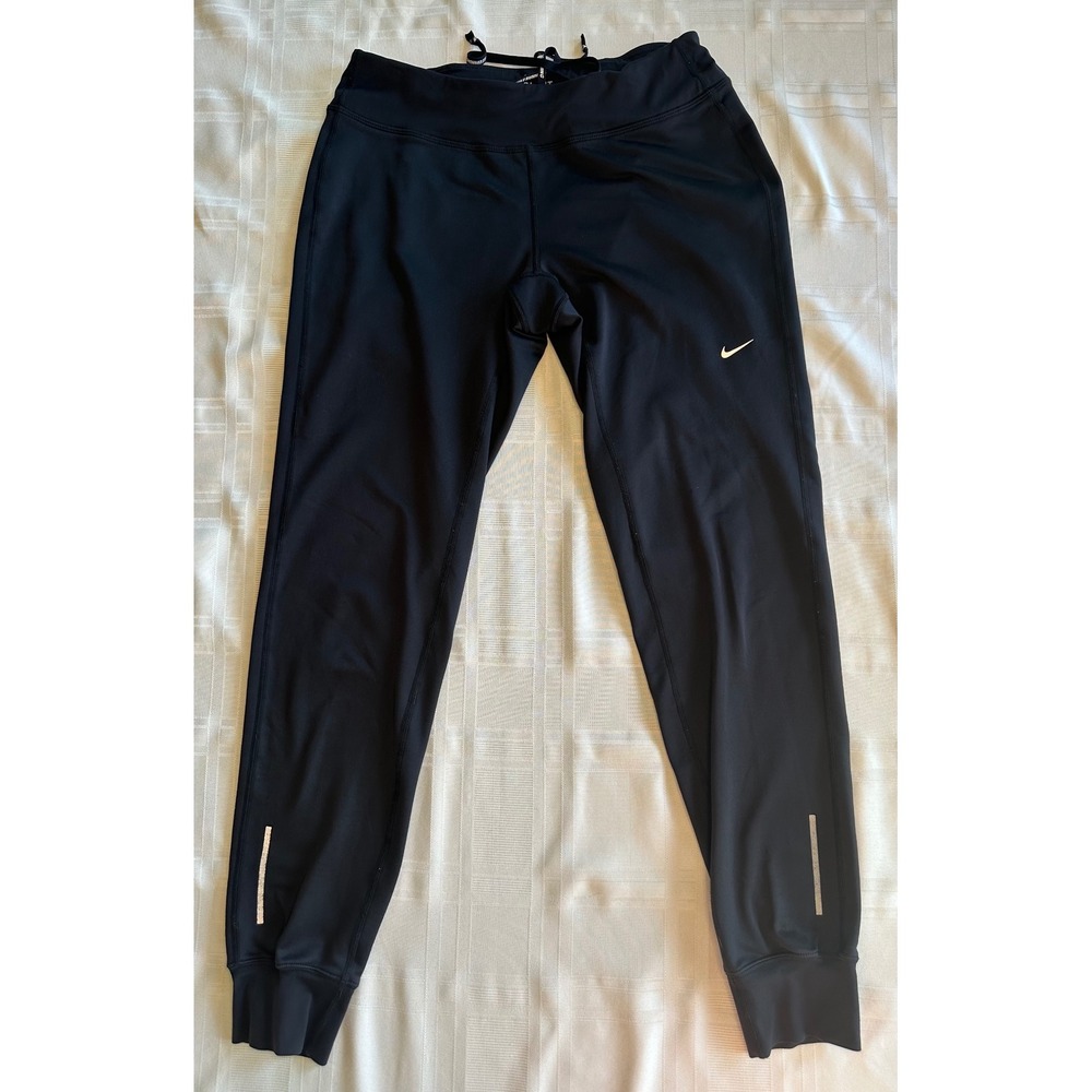 Nike Pants Women S Black Dri-FIT Running Joggers Reflective Tapered Athletic